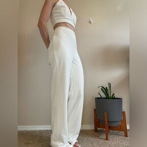 Perfect Pick White Two-Piece Wide-Leg Jumpsuit - worn once -